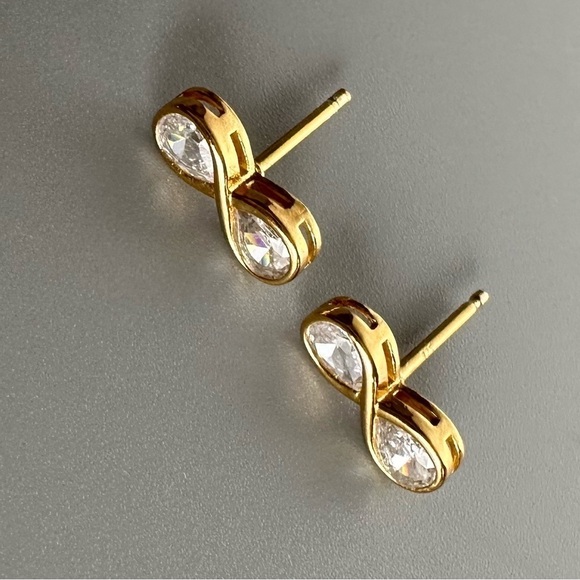 14K Gold Vermeil Infinity Stud Earrings - Picture 4 of 15